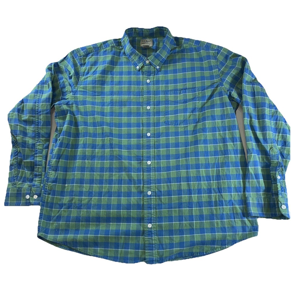 LL Bean Flannel Checkered Button Down Hiking Or Dress Shirt Men's XL